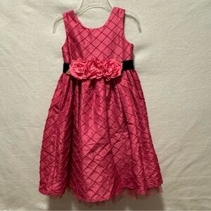 Sweet Heart Rose Girls 3D Dress 6X Pink Sleeveless Lined Birthday Formal Parties